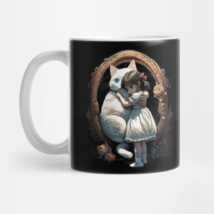 Anime Dream: Girl Embracing a Cat in Enchanting Portal Mug